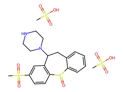 C19H22N2O3S2.2CH4O3S.1/2H2O structure