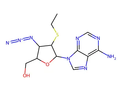[5-(6-Aminopurin-9-yl)-3-azido-4-ethylsulfanyloxolan-2-yl]methanol structure