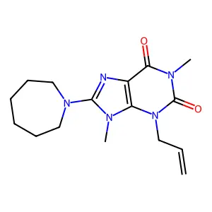 8-(Azepan-1-yl)-1,9-dimethyl-3-prop-2-enylpurine-2,6-dione structure