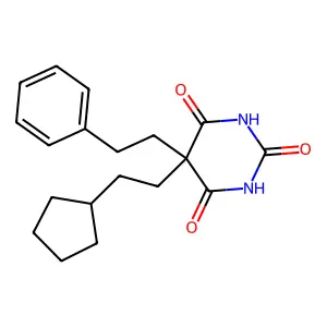 5-(2-cyclopentylethyl)-5-(2-phenylethyl)pyrimidine-2,4,6(1H,3H,5H)-trione structure