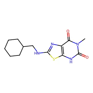 2-(cyclohexylmethylamino)-6-methyl-4H-[1,3]thiazolo[5,4-d]pyrimidine-5,7-dione structure