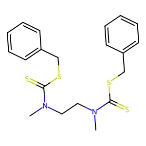 Dibenzyl ethane-1,2-diylbis(methylcarbamodithioate) structure