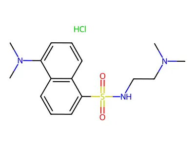 Dimethylaminonaphthalene-5-sulfonaminoethylmethylamine structure
