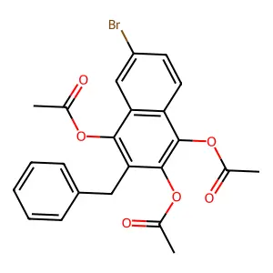 (2,4-Diacetyloxy-3-benzyl-6-bromonaphthalen-1-yl) acetate structure