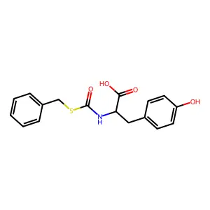 2-(Benzylthiocarbonylamino)-3-(4-hydroxyphenyl)propanoic acid structure