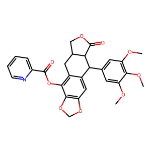 [8-oxo-9-(3,4,5-trimethoxyphenyl)-5a,6,8a,9-tetrahydro-5H-[2]benzofuro[5,6-f][1,3]benzodioxol-4-yl] pyridine-2-carboxylate structure