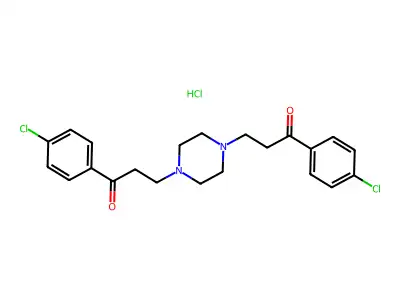 1-(4-chlorophenyl)-3-[4-[3-(4-chlorophenyl)-3-oxopropyl]piperazin-1-yl]propan-1-one structure