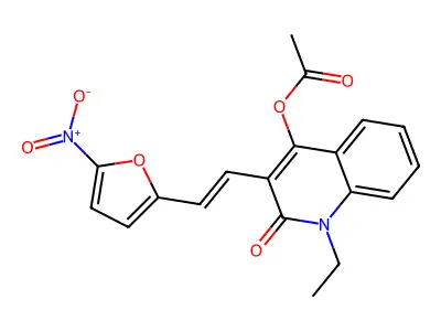 2(1H)-Quinolinone,4-(acetyloxy)-1-ethyl-3-[2-(5-nitro-2-furanyl)ethenyl]- structure