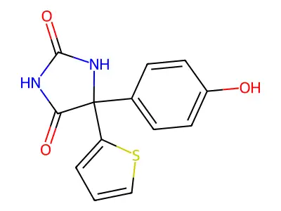 2,4-Imidazolidinedione, 5-(4-hydroxyphenyl)-5-(2-thienyl)- structure