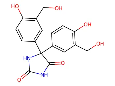 2,4-Imidazolidinedione, 5,5-bis(4-hydroxy-3-(hydroxymethyl)phenyl)- structure
