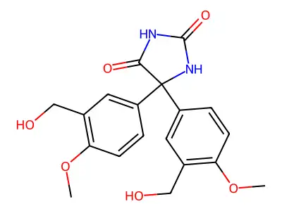 2,4-Imidazolidinedione, 5,5-bis(3-(hydroxymethyl)-4-methoxyphenyl)- structure