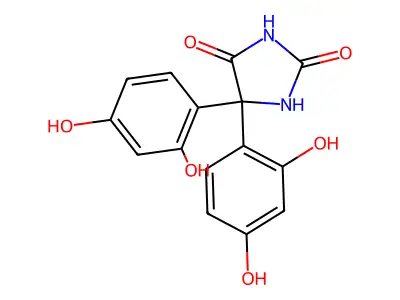 2,4-Imidazolidinedione, 5,5-bis(2,4-dihydroxyphenyl)- structure