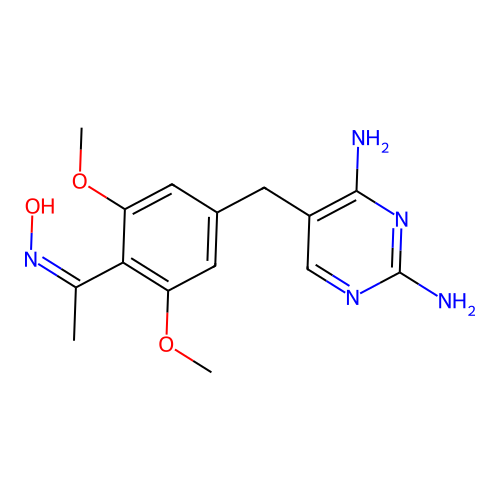 Ethanone, 1-(4-((2,4-diamino-5-pyrimidinyl)methyl)-2,6-dimethoxyphenyl)-, oxime structure