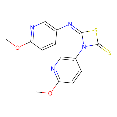 3-(6-Methoxy-3-pyridinyl)-4-[(6-methoxy-3-pyridinyl)imino]-1,3-thiazetidine-2-thione structure