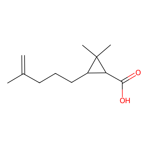 Cyclopropanecarboxylic acid, 2,2-dimethyl-3-(4-methyl-4-pentenyl)- structure