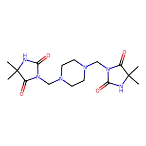 Hydantoin, 3,3'-(1,4-piperazinediyldimethylene)bis(5,5-dimethyl- structure