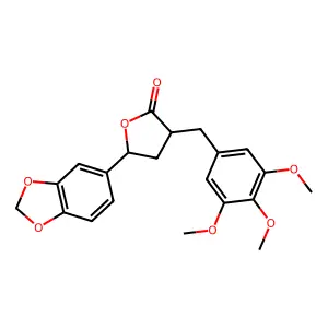 5-(2H-1,3-Benzodioxol-5-yl)-3-[(3,4,5-trimethoxyphenyl)methyl]oxolan-2-one structure