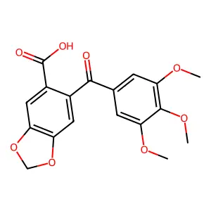 6-(3,4,5-Trimethoxybenzoyl)-2H-1,3-benzodioxole-5-carboxylic acid structure