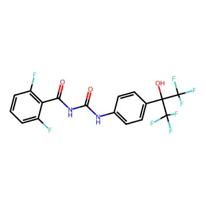2,6-difluoro-N-[[4-(1,1,1,3,3,3-hexafluoro-2-hydroxypropan-2-yl)phenyl]carbamoyl]benzamide structure