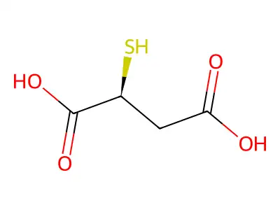 (s)-2-Mercaptosuccinic acid structure
