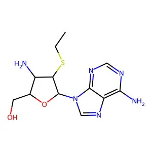 [3-Amino-5-(6-aminopurin-9-yl)-4-ethylsulfanyloxolan-2-yl]methanol structure