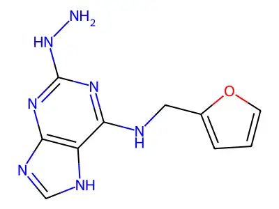 N-(furan-2-ylmethyl)-2-hydrazinyl-7H-purin-6-amine structure