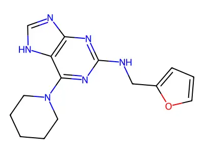 N-(furan-2-ylmethyl)-6-piperidin-1-yl-7H-purin-2-amine structure