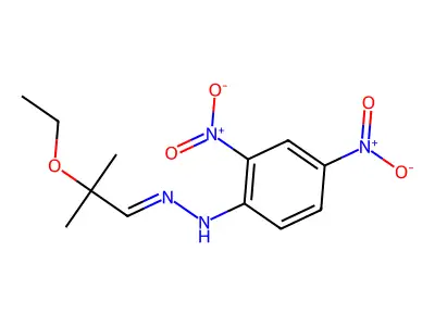 N-[(2-ethoxy-2-methylpropylidene)amino]-2,4-dinitroaniline structure