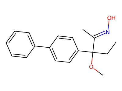 N-[3-methoxy-3-(4-phenylphenyl)pentan-2-ylidene]hydroxylamine structure