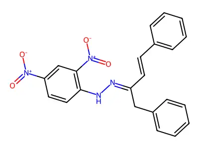 N-(1,4-diphenylbut-3-en-2-ylideneamino)-2,4-dinitroaniline structure