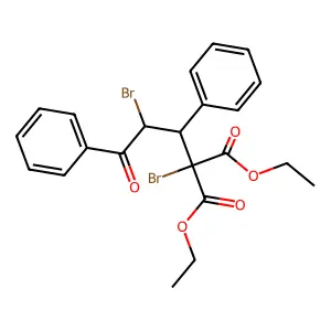 Diethyl 2-bromo-2-(2-bromo-3-oxo-1,3-diphenylpropyl)propanedioate structure