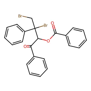 3,4-Dibromo-1-oxo-1,3-diphenylbutan-2-yl benzoate structure