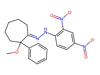 N-[(2-methoxy-2-phenylcycloheptylidene)amino]-2,4-dinitroaniline structure