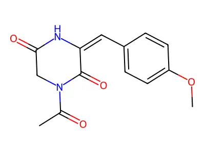 1-Acetyl-3-[(4-methoxyphenyl)methylidene]piperazine-2,5-dione structure