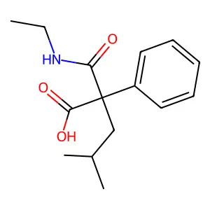 2-(Ethylcarbamoyl)-4-methyl-2-phenylpentanoic acid structure