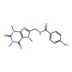 4-amino-N-[(1,3,7-trimethyl-2,6-dioxopurin-8-yl)methyl]benzamide structure