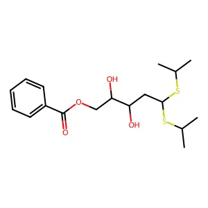 [2,3-Dihydroxy-5,5-bis(propan-2-ylsulfanyl)pentyl] benzoate structure