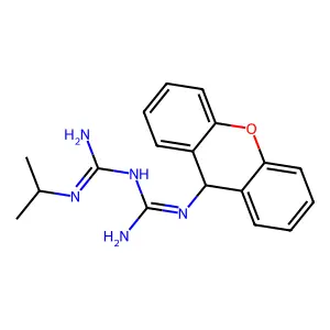 1-(N'-propan-2-ylcarbamimidoyl)-2-(9H-xanthen-9-yl)guanidine structure