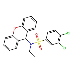 3,4-dichloro-N-ethyl-N-(9H-xanthen-9-yl)benzenesulfonamide structure