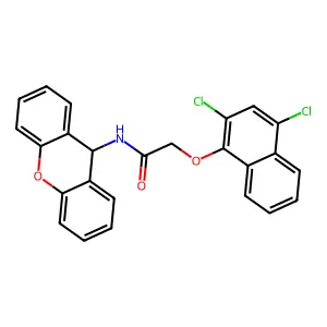 2-(2,4-dichloronaphthalen-1-yl)oxy-N-(9H-xanthen-9-yl)acetamide structure