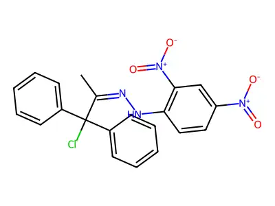 N-[(1-chloro-1,1-diphenylpropan-2-ylidene)amino]-2,4-dinitroaniline structure