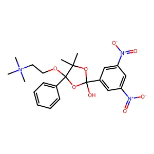 2-{[2-(3,5-Dinitrophenyl)-2-hydroxy-5,5-dimethyl-4-phenyl-1,3-dioxolan-4-yl]oxy}-N,N,N-trimethylethan-1-aminium structure
