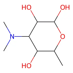 3,6-Dideoxy-3-(dimethylamino)hexopyranose structure