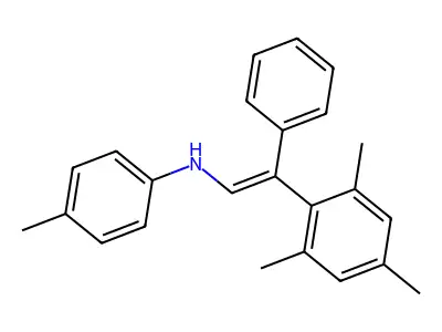 4-methyl-N-[2-phenyl-2-(2,4,6-trimethylphenyl)ethenyl]aniline structure