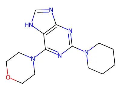4-(2-piperidin-1-yl-7H-purin-6-yl)morpholine structure
