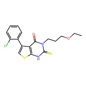 5-(2-chlorophenyl)-3-(3-ethoxypropyl)-2-sulfanyl-3H,4H-thieno[2,3-d]pyrimidin-4-one structure