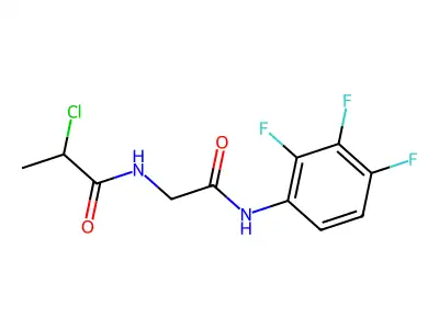 2-chloro-N-{[(2,3,4-trifluorophenyl)carbamoyl]methyl}propanamide structure