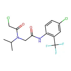 2-chloro-N-({[4-chloro-2-(trifluoromethyl)phenyl]carbamoyl}methyl)-N-(propan-2-yl)acetamide structure