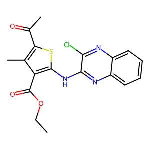 ethyl 5-acetyl-2-[(3-chloroquinoxalin-2-yl)amino]-4-methylthiophene-3-carboxylate structure