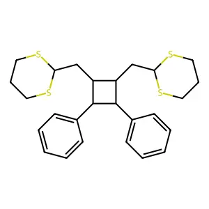 1,3-Dithiane, 2,2'-[(3,4-diphenyl-1,2-cyclobutanediyl)bis(methylene)]bis- structure